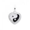 DIJE PLATA CORAZÓN YIN Y YANG ESMALTADO BLANCO Y NEGRO CON ZIRCONES ALREDEDOR. PESO APROX 2.79 GRS.