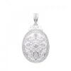 DIJE PLATA RELICARIO CON FORMA OVAL Y CRUZ DE ZIRCONES. 15 MM. PESO APROX 5.34 GRS.