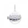 DIJE PLATA RELICARIO REDONDO CON LEYENDA "BEST MOM EVER" Y ZIRCONES. 16 MM. PESO APROX 4.66 GRS.