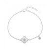 PULSERA DE PLATA 925 CADENA FORZATINA Y CLEEF CON NÁCAR Y ZIRCONES. PESO 2,53 GR. LARGO 17 + 3 CM