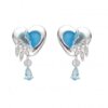 ARO PLATA CORAZÓN CON ZIRCON COLGANTES COLOR TURQUESA Y ARANDELAS. PESO APROX 2.33 GR.