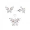 CONJUNTO DE PLATA ARO PASANTE Y DIJE MARIPOSA CON ZIRCONES BLANCOS. PESO APROX. 2.68 GRS.