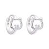 ARO PLATA HUGGIES 15 MM CON FIGURA GATITO CALADO Y ZIRCON. PESO APROX 2.09 GRS.