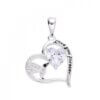 DIJE PLATA CORAZÓN CON ZIRCONES, CUBIK CORAZÓN Y COLIBRÍ CON ZIRCONES. LEYENDA "LOVE YOU FOREVER". 17 MM. PESO APROX 2.05 GRS.