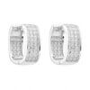 ARO PLATA HUGGIES 14 MM CUADRADO CON TRIPLE HILERA DE ZIRCONES. PESO APROX 4.68 GRS.