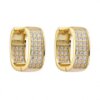 ARO PLATA HUGGIES BAÑADO EN ORO 14 MM CUADRADO CON TRIPLE HILERA DE ZIRCONES. PESO APROX 4.37 GRS.