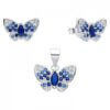 CONJUNTO DE PLATA ARO PASANTE Y DIJE MARIPOSA CON ZIRCONES GAMA CELESTE. PESO APROX. 2.43 GRS.
