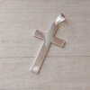 DIJE DE ACERO BLANCO CRUZ LISA PULIDA AMBAS CARAS. TAMAÑO 25 X 41 MM.