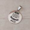 DIJE DE ACERO MEDALLA CON LEYENDA «PAPÁ DE TU MANO VOY A APRENDER LO QUE MAÑANA VOY A SER» . 25 MM
