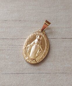 DIJE DE ACERO DORADO MEDALLA MILAGROSA. 13 X 22 MM