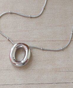 DIJE DE ACERO INICIAL O DE 15 X 19 MM CON CADENA CLAPTON CON BOLITAS DE 40 CM + EXT. DE 5 CM