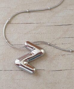 DIJE DE ACERO INICIAL Z DE 15 X 19 MM CON CADENA CLAPTON CON BOLITAS DE 40 CM + EXT. DE 5 CM