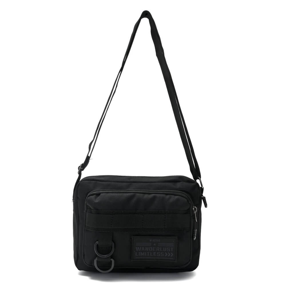 Morral Active Tactico Negro con bolsillo frontal con cierre 18x24x7,5cm x1u