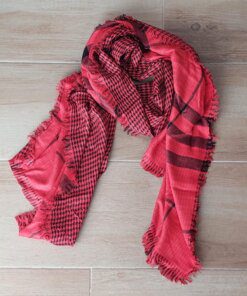 PASHMINA PREMIUM DESFLECADA REVERSIBLE, COLOR ROJO. TAMAÑO 70 X 180 CM.