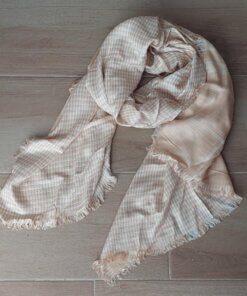PASHMINA PREMIUM DESFLECADA REVERSIBLE, TONOS BEIGE. TAMAÑO 70 X 180 CM.