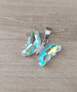 DIJE DE ACERO MARIPOSA DE ACRÍLICO TORNASOL. 15 X 20 MM