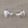ARO DE ACERO BLANCO PASANTE CORAZÓN BOMBE CON RAYAS 20 MM