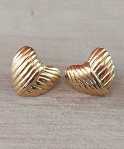 ARO DE ACERO DORADO PASANTE CORAZÓN BOMBE CON RAYAS 20 MM