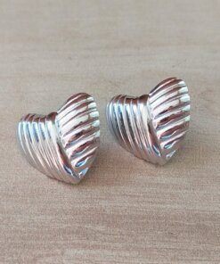 ARO DE ACERO PASANTE CORAZÓN BOMBE CON RAYAS 20 MM