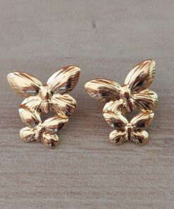 ARO DE ACERO DORADO PASANTE DOS MARIPOSAS BOMBE 23 X 26 MM