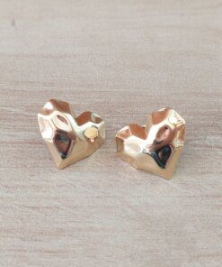 ARO DE ACERO DORADO PASANTE CORAZÓN BOMBE EFECTO PRISMA 20 MM