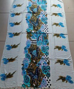 PAREO HINDÚ FONDO BLANCO ESTAMPADO CON FLECOS 100 X 180 CM