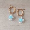 ARO DE ACERO DORADO ARGOLLA 15 MM CON DIJE ESTRELLA ACRÍLICO CELESTE.