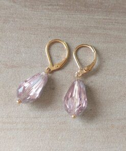 ARO DE ACERO DORADO BRISURA CON LAGRIMA ROSA. LARGO TOTAL 32 MM.