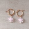 ARO DE ACERO DORADO ARGOLLA 15 MM CON DIJE ESTRELLA ACRÍLICO ROSA.