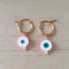 ARO DE ACERO DORADO ARGOLLA 15 MM CON DIJE OJO TURCO ROSA.