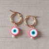 ARO DE ACERO DORADO ARGOLLA 15 MM CON DIJE OJO TURCO ROJO.