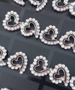 BLISTER DE AROS DE ACERO CORAZÓN 12 MM CON PERLA  X 12 PARES.