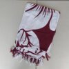PAREO INDONESIA ESTAMPADO CON FLECOS COLOR BORDO Y BLANCO. 100 X 180 CM.