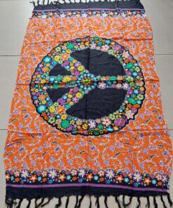 PAREO INDONESIA ESTAMPADO CON FLECOS 100 X 180 CM.