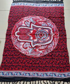 PAREO INDONESIA ESTAMPADO CON FLECOS 100 X 180 CM.