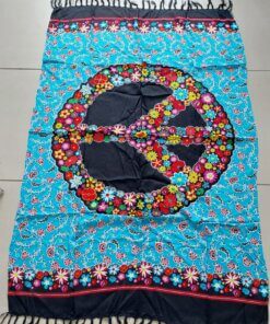 PAREO INDONESIA ESTAMPADO CON FLECOS 100 X 180 CM.