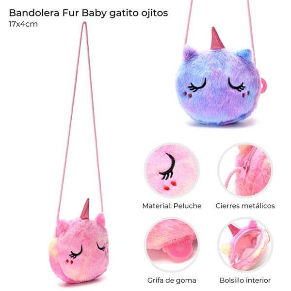 BANDOLERA FUR BABY UNICORNIO 17X4CM X1U - Imagen 11