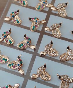 BLISTER DE AROS PASANTE DE ACERO DORADO COLIBRÍ CON STRASS X 12 PARES.