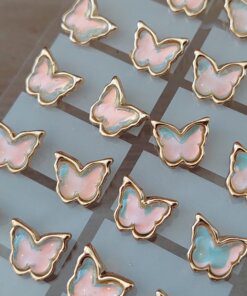 BLISTER DE AROS PASANTE DE ACERO DORADO MARIPOSAS NACARADAS X 12 PARES