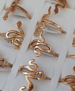 ANILLOS DE ACERO DORADO FIGURAS VÍBORAS X 36 UNIDADES SURTIDOS EN MEDIDAS Y EN 2 MODELOS. (MEDIDAS DEL 16 AL 21)