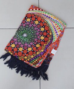 PAREO INDONESIA ESTAMPADO CON FLECOS. 100 X 180 CM.