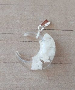 DIJE DE ACERO BLANCO LUNA ACRÍLICO NUBE BLANCA. BRILLA EN LA OSCURIDAD. MEDIDA 20 X 24 MM