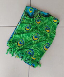 PAREO INDONESIA ESTAMPADO CON FLECOS. 100 X 180 CM.