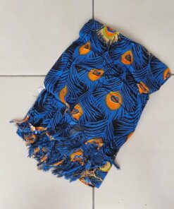 PAREO INDONESIA ESTAMPADO CON FLECOS. 100 X 180 CM.