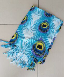 PAREO INDONESIA ESTAMPADO CON FLECOS. 100 X 180 CM.