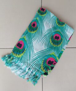 PAREO INDONESIA ESTAMPADO CON FLECOS. 100 X 180 CM.
