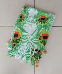 PAREO INDONESIA ESTAMPADO CON FLECOS. 100 X 180 CM.