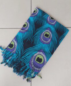 PAREO INDONESIA ESTAMPADO CON FLECOS. 100 X 180 CM.