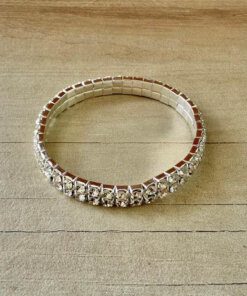 PULSERA BIJOUTERIE DE STRASS 3 mm DOBLE LINEA, ELASTIZADA COLOR BLANCO