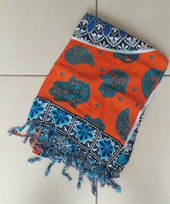 PAREO INDONESIA ESTAMPADO CON FLECOS. 100 X 180 CM.